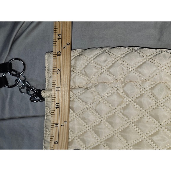 MIKAXQI & BAGS IVORY QUILTED DBL HANDLE SHOULDER WOMEN'S PURSE BAG TOTE 10x10" - Picture 8 of 13